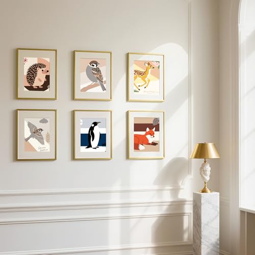 upsimples Aluminum 11x14 Picture Frame Gold, Display Photo 8x10 with Mat or 11 x 14 without Mat, Wall Hanging Metal Poster...