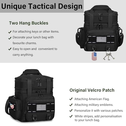 TENKIST Expandable Tactical Lunch Box, Large Insulated Lunch Cooler Bag Heavy Duty Leakproof Lunch Pail for Men Adults Wor...