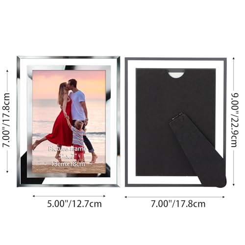 Giftgarden 5x7 Picture Frames Modern 5 by 7 Inch Glass Picture Frame Friends Gifts for 5x7 Photos Display, Pack of 2