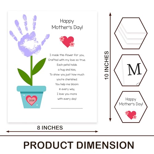 DIY Mothers Day Gifts from Kids Daughter, Pack 3 Mother’s Day Handprint Art Craft DIY Gift, Floral Bouquet Keepsake, Best ...