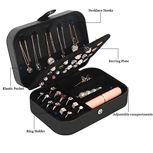 Travel Jewelry Box, Small Jewelry Organizer Boxes for Women Girls, 2 Layer Travel Jewlery Case, PU Leather Mini Portable J...