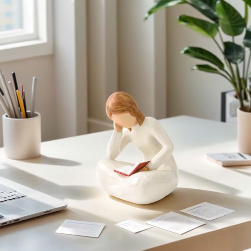 Cuayaes Reading Thinker Statue Book Lover Gifts for Women Readers, Graduates, Students, Teachers, Bookshelf Decor Aestheti...