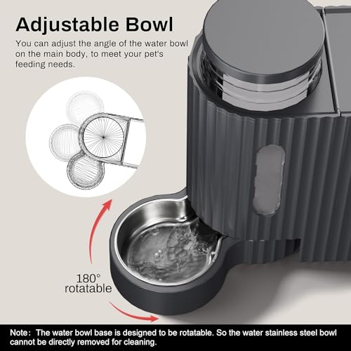 Gardner Pet Automatic Gravity Cat Food Feeder and Water Dispenser Stainless Steel Two-in-One Set Large Capacity Dispenser ...