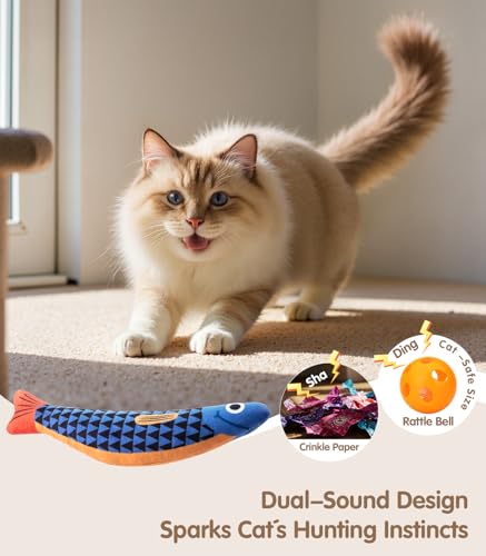 PetBusy Cat Toys with[5000mg A+Natural Catnip &Silvervine] [Baby Grade] Interactive Soft Chew Kicker Cat Toys for Indoor C...
