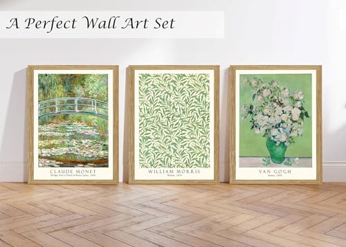 Induslyfe Framed Grass Wall Art Canvas Decor Set of 3, Matisse Wall Art Framed Prints Posters Mid Century Modern Art, Gogh...