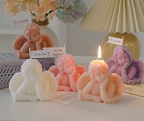 Angel Shaped Scented Candle,150G Aroma Soy Wax Decorative Candle,Handmade Aesthetic Candle for Table Photo Prop Birthday G...
