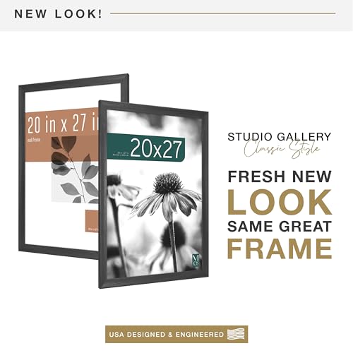 MCS Studio Gallery Classic 20x27 Poster Frame Black Woodgrain Engineered Wood, Vertical & Horizontal Wall Hanging Large Pi...