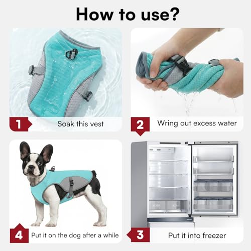 Preferhouse Dog Cooling Jacket for Large Dogs, Pet Cooling Vest with Mesh and D Ring, Dog Reflective Stripe Cooler Jacket ...