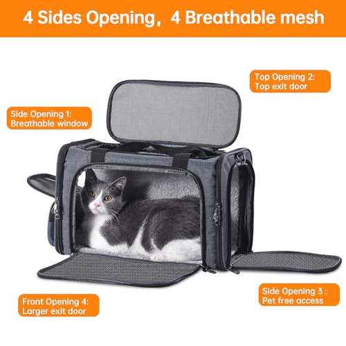 Groxkox Cat Carrier Pet Travel Carrier by Airplane Approved Under seat, TSA Airline Approved Soft-Sided Dogs Carrier Bag f...