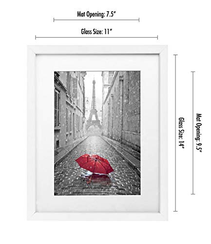 Americanflat 11x14 Picture Frame with Shatter-Resistant Glass - Use as 8x10 Frame with Mat or Display 11x14 Photo Without ...