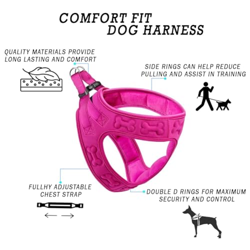 Comfort fit Step-in Dog & Puppy Harness - Comfortable All Weather Dog Vest Harness: Adjustable, Soft Padded, Easy to Put-o...