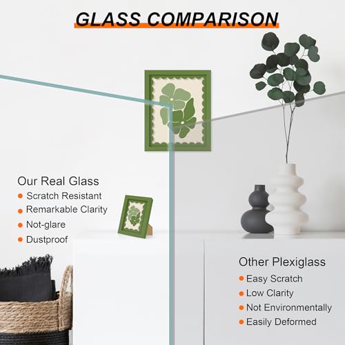 THKRLOF 8x10 Picture Frame with Real Glass, Wooden cute 8 x 10 Photo Frame with Wavy Mat for Tabletop and Wall Hanging, Gr...