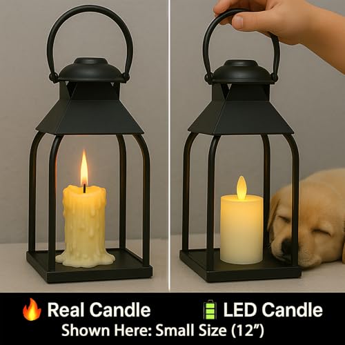 Decorative Metal Lanterns Indoor Outdoor, Candle Holder for Porch, Patio, Fireplace, Floor, Wedding, Christmas, Fall, Holi...