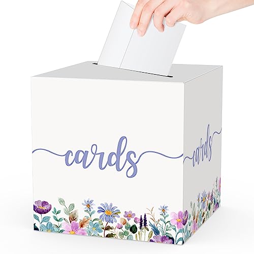 Floral Card Box, Gift or Money Box Holder Party Favor Supplies, Wildflowers Card Receiving Box for Birthday, Wedding Engag...