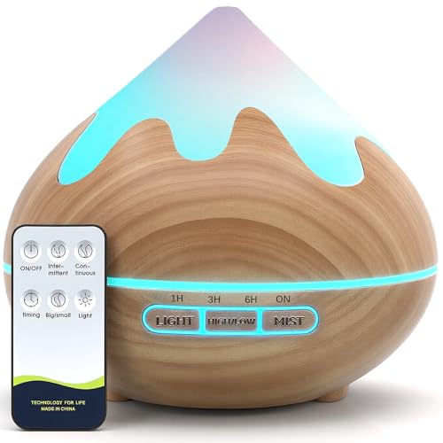 GLOXA 500ML Essential Oil Diffuser, Aromatherapy Diffuser with Remote Control, Multifunctional Air Diffusers for Home Offi...