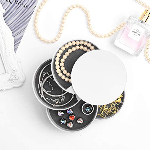 Jewelry Organizer, Small Jewelry Box Earring Holder for Women Gifts for Mom, Jewelry Storage Box 4-Layer Rotatable Jewelry...