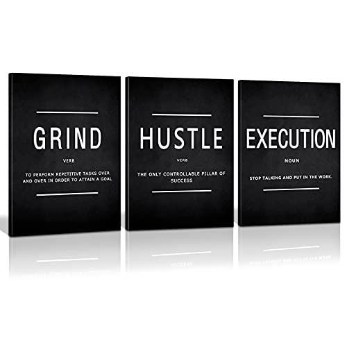 KAWAHONE Canvas Painting Wall Art, Grind Hustle Execution Motivational Wall Art Decoration Posters Prints for Living Room ...