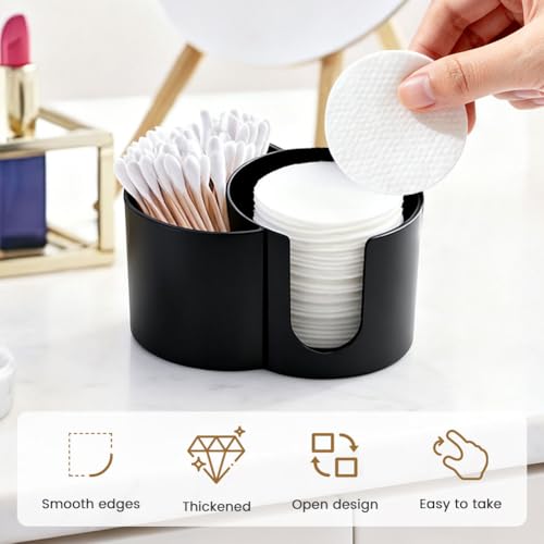 Axrivonte Qtip Holder Dispenser,Dual-Compartment Cotton Swab & Cotton Pad Organizer with Removable Dustproo-f Lid,Compact ...