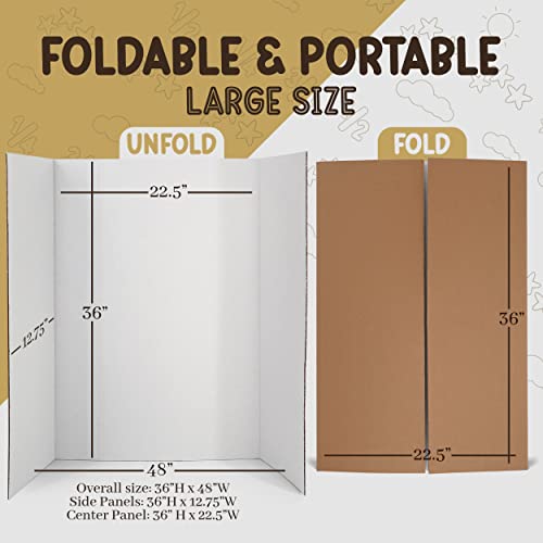 White Trifold Presentation Board 36" x 48" (Pack of 2) Self-Adhesive Science Subtitles Included - Display Exhibition Board...