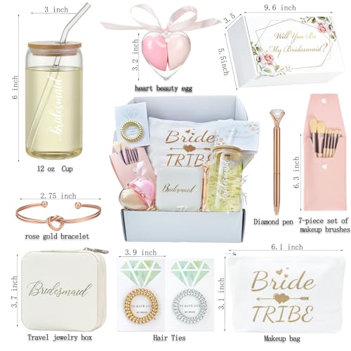 XGCYZYD Will You Be My Bridesmaid Gift Box,Bridesmaids Proposal Gifts Set of 10-Bachelorette & Wedding Party Engraved with...