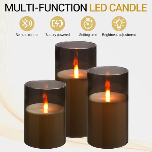Kiexung Flameless LED Candles, New Analog 3D Wick Battery Powered Candle, Fake Candle with Remote Control & Timer for Dini...
