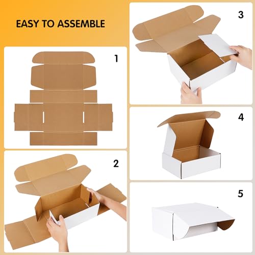 JOWLOT 12x9x4 inch Shipping Boxes Set of 20, White Corrugated Cardboard Box Literature Mailer for Mailing Packing Moving a...