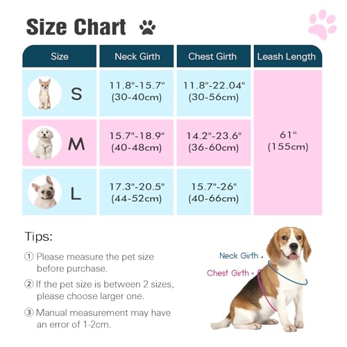 Pawaboo Small Dog Harness and Leash Set, Puppy Harness X-Frame No Pull No Choke, Dog Vest Harness Adjustable for Small Med...