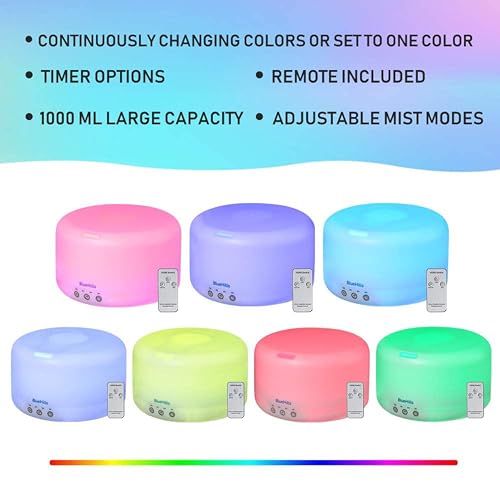 BlueHills Premium 1000 ML XL Essential Oil Diffuser Aromatherapy Humidifier with Remote for Large Room Home 18 Hour Run Hu...