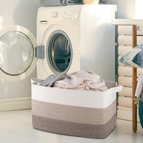 OIAHOMY Extra Large Blanket Basket, 95L Cotton Rope Woven Laundry Basket, Toy Bin for Baby Room, Container for Blanket Sto...