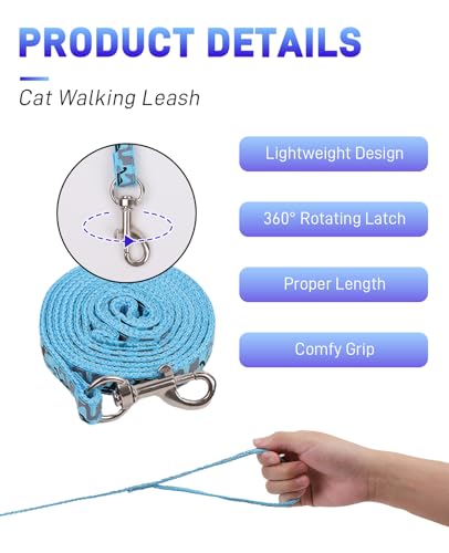 Gaahkai 3 Pack Cat Leash and Harness Set, Lightweight Adjustable Collar Escape Proof for Cats