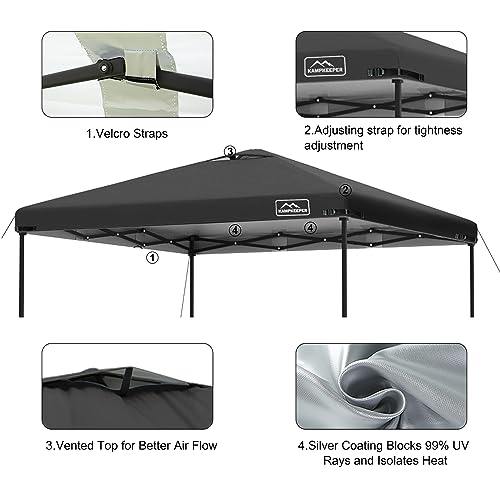 KAMPKEEPER Replacement Top Pop Up Canopy Tent Cover Roof with Air Vent and Adjustable Elastic Strap, Polyester UV Waterpro...