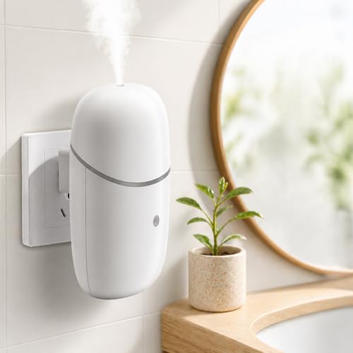 Pvowekia Waterless Essential Oil Diffuser, Cold Waterless Diffuser with Low/High Switch, Plug in Diffuser with Night Ligh...