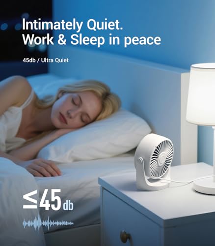 Diveblues USB Desk Turbo Fan, Ultra-Quiet Mini Desk Fan, Powerful Wind, LED Display, 5 Speed, 360° Rotating Small Portable...