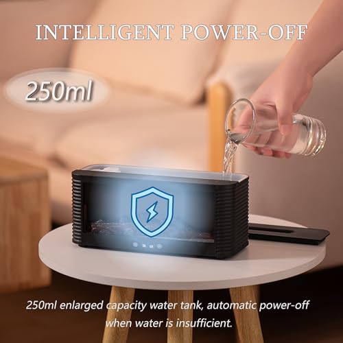 LOVCY 2026 Upgraded 9 Color Flame Fireplace Aroma Essential Oil Diffuser,250ml USB Desktop Noiseless Cool Mist Humidifier ...