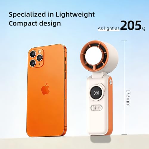 Portable Handheld Turbo Fan with Semiconductor Cooling - 6000mAh Rechargeable 3-in-1 Mini Fans (Hand/Neck/Desk),199 Speed/...