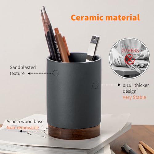 Pen Holder for Desk, Ceramic Pencil Organizer & Makeup Brush Holder, Office Decor and Desk Accessories，Perfect Office Orga...
