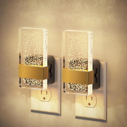 JandCase Night Lights Plug into Wall, Dusk to Dawn Sensor, 3000K Soft White LED, Acrylic Bubble Design, 0-100lm Adjustable...