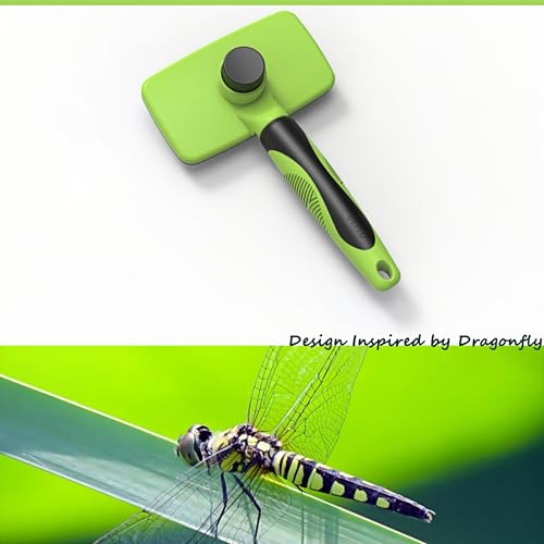 OEFEO Self Cleaning Slicker Brush for Dogs& Cats, Skin Friendly Grooming Brush for Shedding Long&Short Haired Dogs& Cats, ...