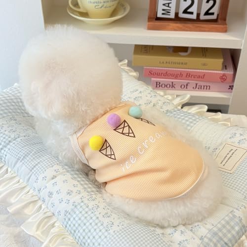 Spring & Summer Pet Clothes Tank Top - Ice Cream Pattern Breathable Tank top for Dogs & Cats, Cool Sleeveless Shirt for Te...