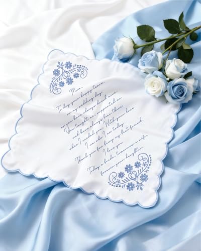 WeddingGiftsWedding Wedding Embroidered Handkerchief, Father&Mother Of The Bride Gifts, Something Blue Wedding Gift