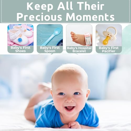 Votum Baby Keepsake Box for Treasured Memories, Moon & Stars - Lightweight, Handcrafted Baby Boxes with 9 Labeled Compartm...