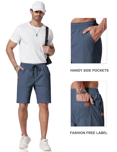 COOFANDY Mens Casual Shorts 9" Chino Cotton Shorts Summer Beach Drawstring Shorts with Pockets