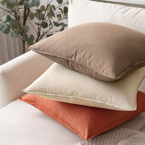 MIULEE 26x26 Inch Pack of 2 Decorative Euro Shams Linen Pillow Covers Boho Farmhouse Modern Soft Accent Throw Pillows for ...