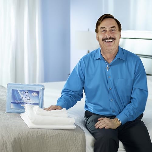 MyPillow Giza Dreams Bed Sheets, 100% Certified Giza Egyptian Cotton, Deep Pocket, Sateen Weave [King, Blue Green Floral]