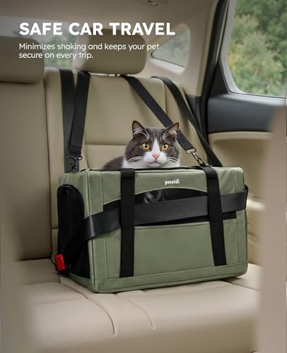 Pecute Cat Carrier Stable, Pet Carrier with Hidden Anxiety Relief Partition & Stable Steel Frame, Safe Cat Carrier for Car...