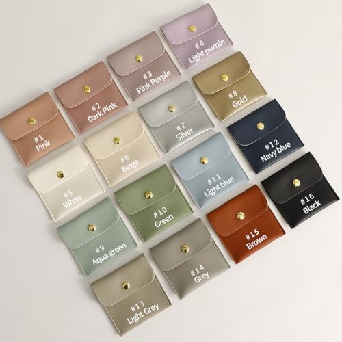 40pcs PU Leather Small Bags for Jewelry 8 x 8cm Snap Button Jewelry Packaging Bag Light purple Luxury Small Favor Bags Jew...