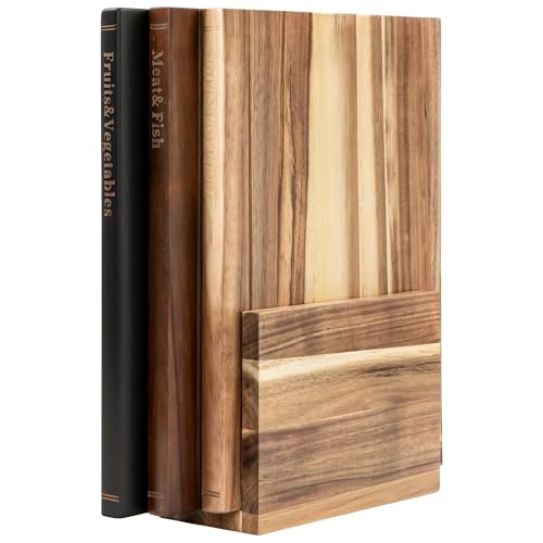 Book Cutting Board Set with Stand, Book Cutting Boards Wooden Charcuterie & Cheese Board, Aesthetic Kitchen Decor for Book...