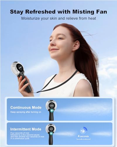 TriPole Misting Fan Portable Handheld Fan with Mist, 4000mAh Rechargeable Personal Mister Fans with 40ml Water Tank, High-...