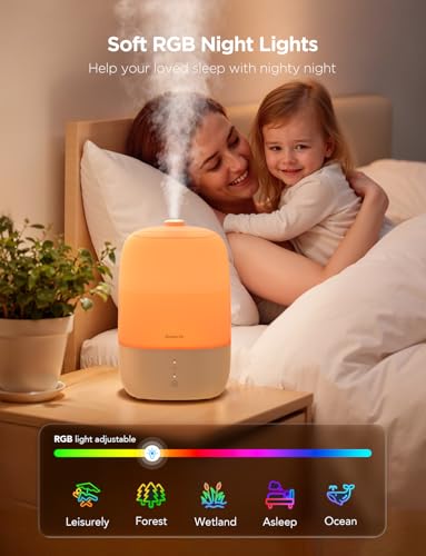 GoveeLife Smart Humidifiers for Bedroom, 3L Top Fill Cool Mist Humidifiers with Essential Oil Diffuser, Humidity Control, ...