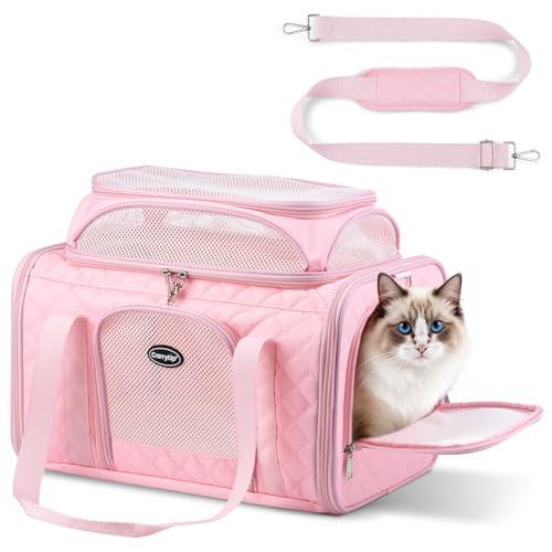 CarryTip Cat Carrier Airline Approved 17x11x9.5 Inches, Top Expandable Soft Sided Pet Travel Carrier for Cats & Small Dog...